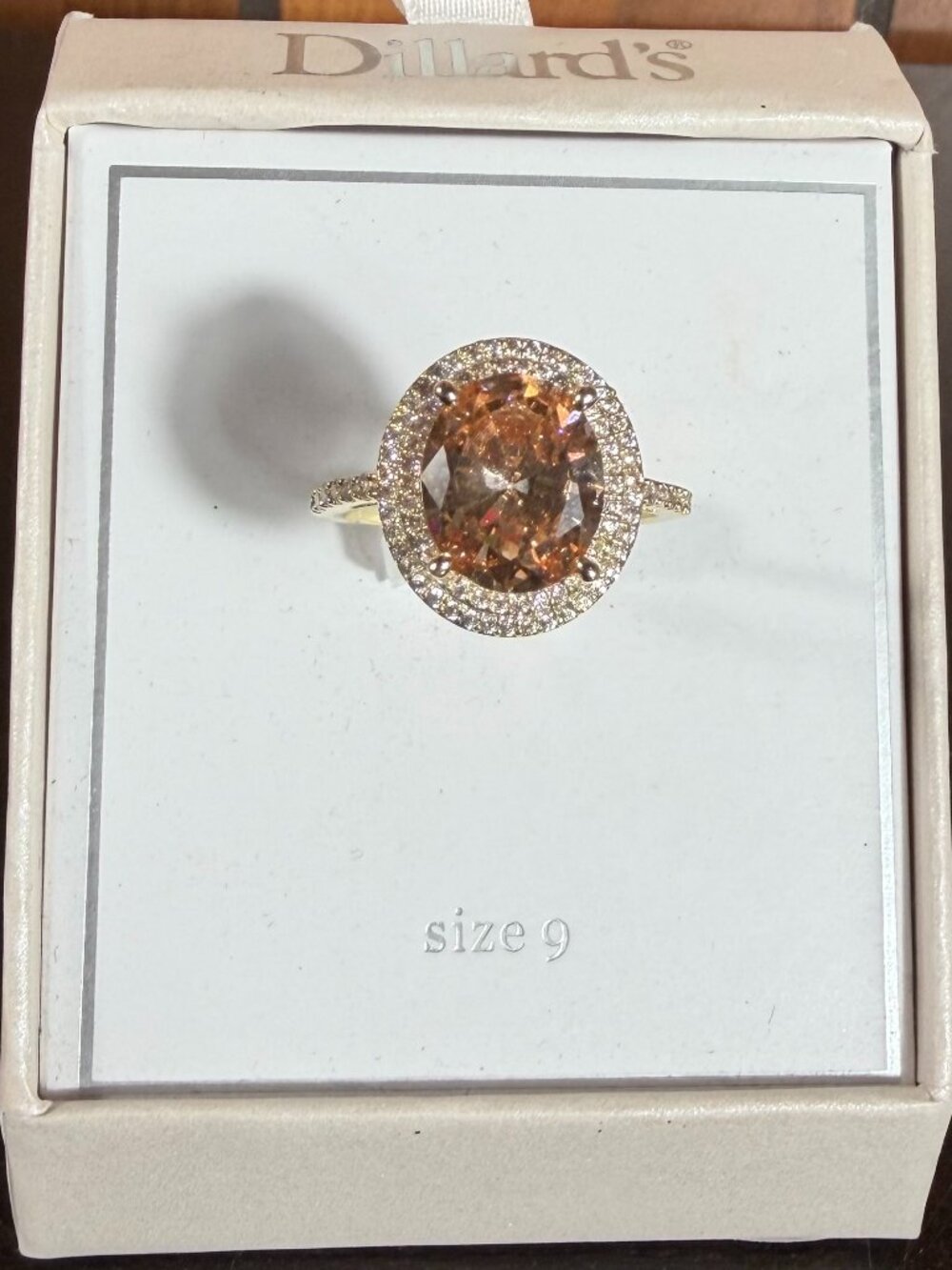 Dillard's Fashion Ring - Gold/Champagne - Sz 9 - New in Box